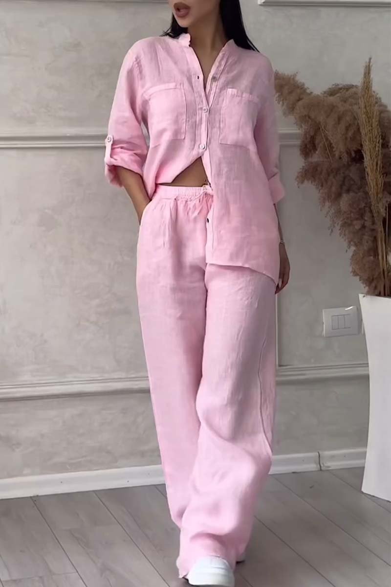 Fara - Luxe Cotton & Linen Ensemble – Shirt & Trousers Set