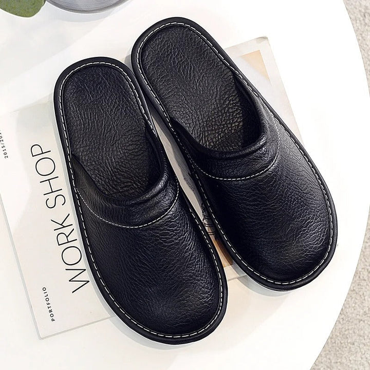 Xavier | Mens Leather Slippers – Ergonomic Comfort