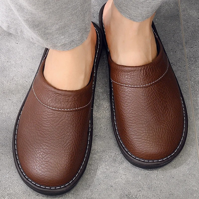 Xavier | Mens Leather Slippers – Ergonomic Comfort