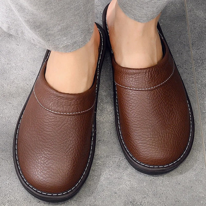 Xavier | Mens Leather Slippers – Ergonomic Comfort