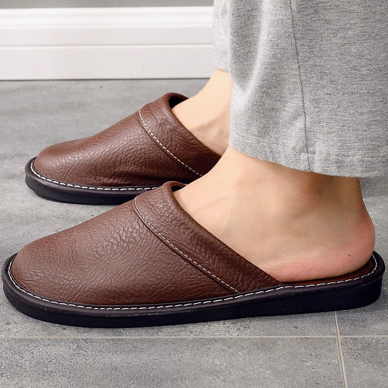 Xavier | Mens Leather Slippers – Ergonomic Comfort