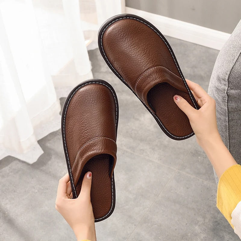 Xavier | Mens Leather Slippers – Ergonomic Comfort