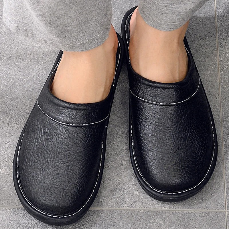 Xavier | Mens Leather Slippers – Ergonomic Comfort