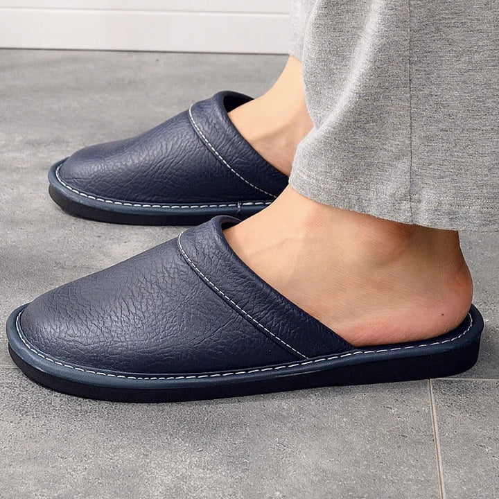 Xavier | Mens Leather Slippers – Ergonomic Comfort
