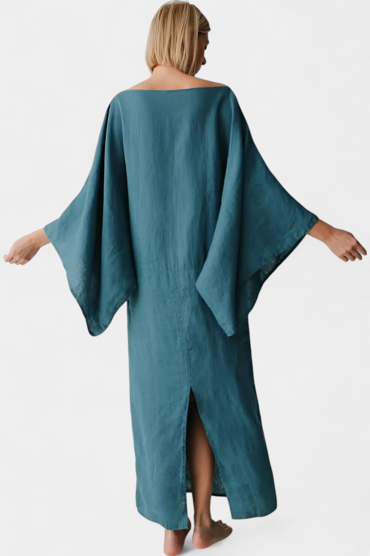 NOELLE – STYLISH LINEN & COTTON KIMONO DRESS