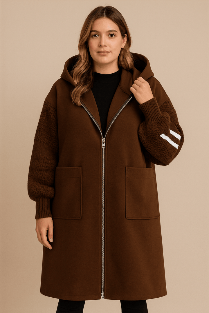 SELENE | LONG KNITTED HOODED COAT
