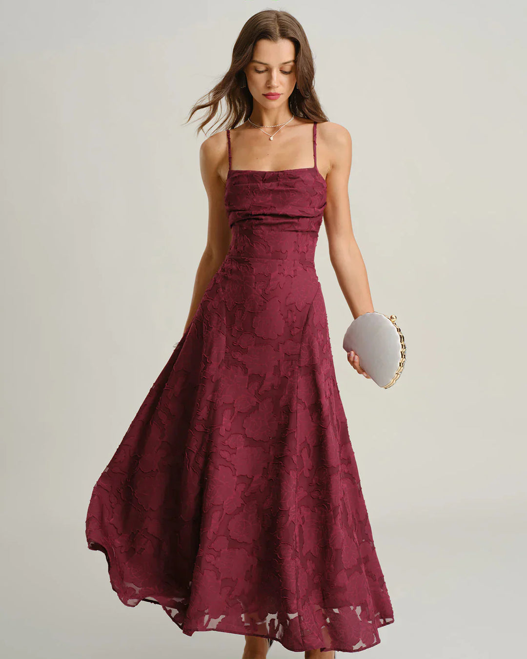 ELARA – JACQUARD SLIP BACKLESS MAXI DRESS