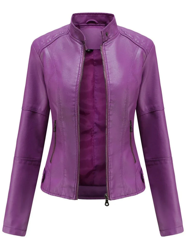 Mariana | Slim-Fit Zip-Up Faux Leather Biker Jacket for Women